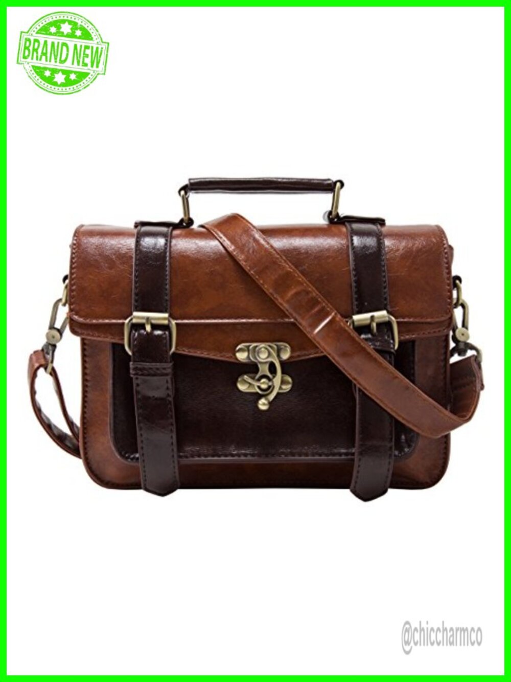 PU Leather Satchel Purse Small Crossbody Messenger Bag Work